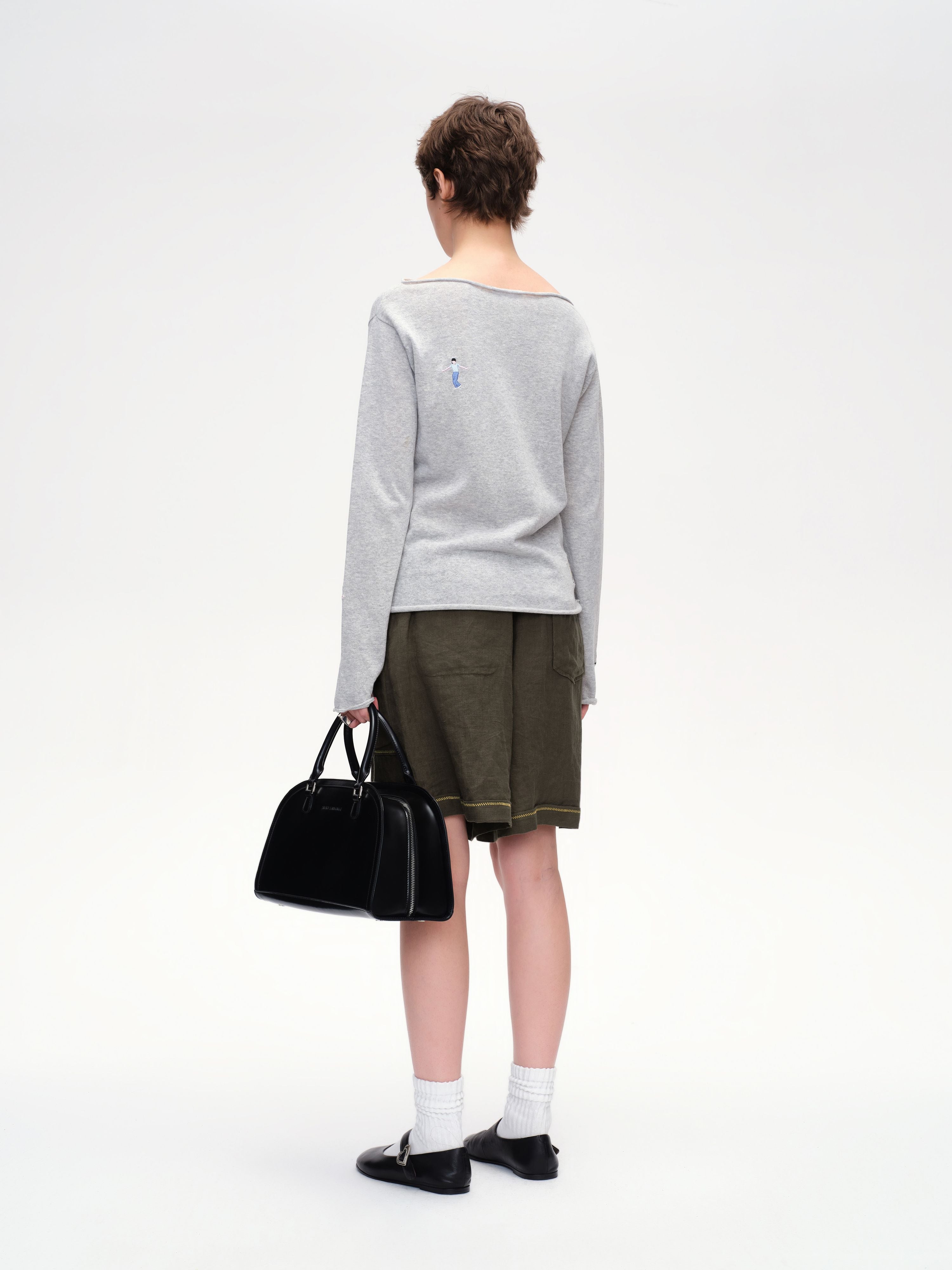 Figure Motif Embroidered Knit Top - 4