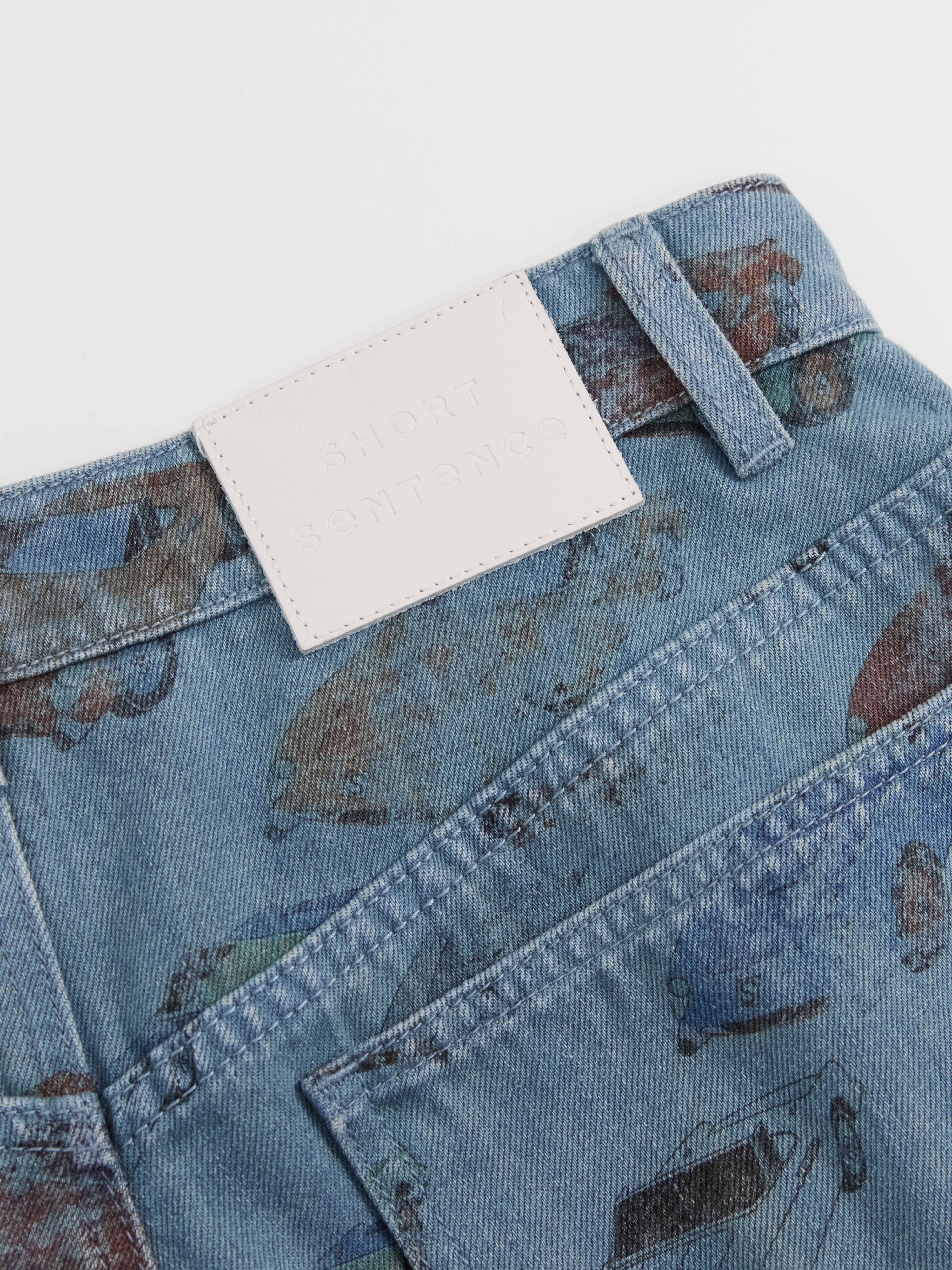 Car‑Print Snap Jeans - 8