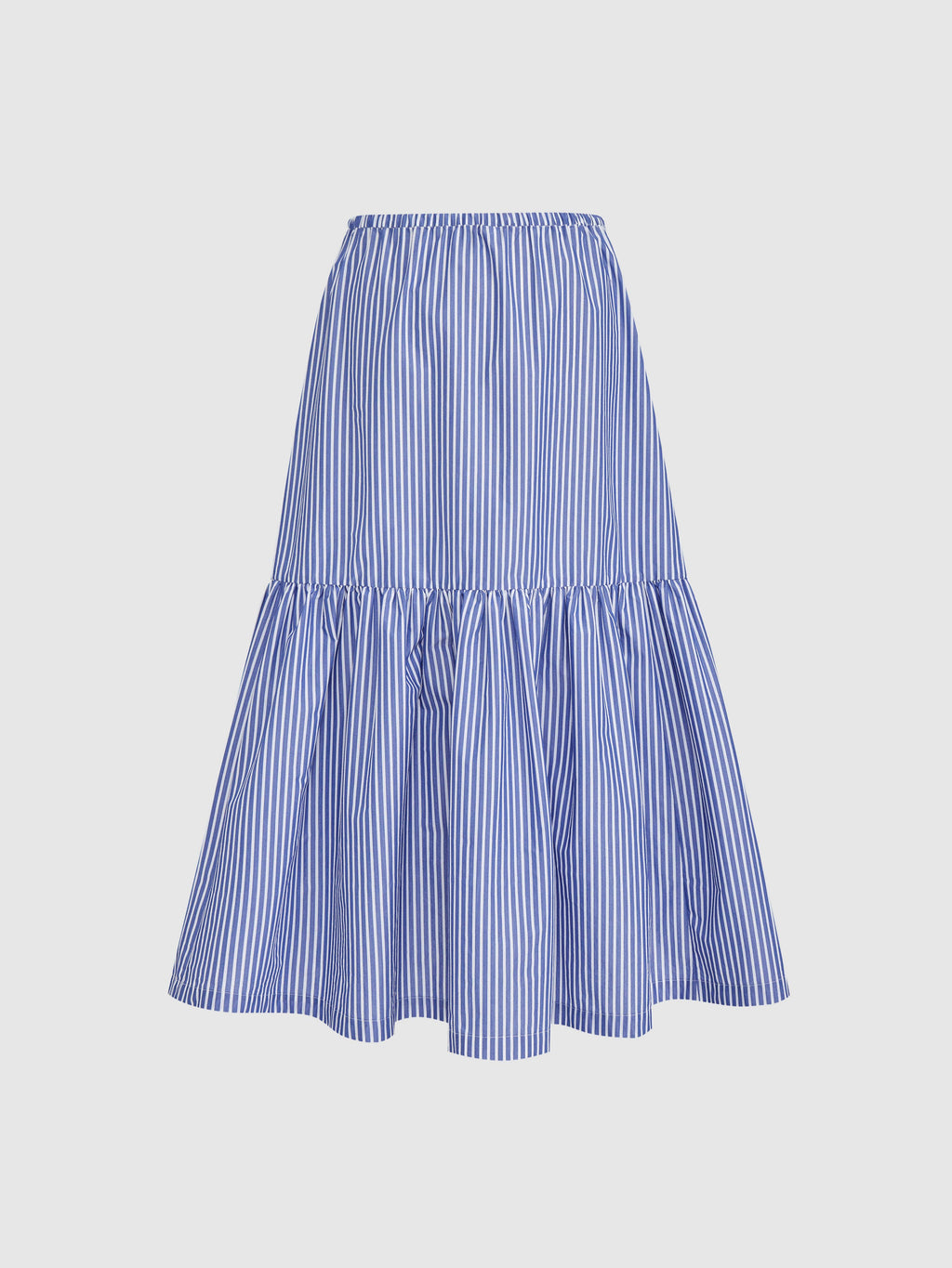 Layered Gathered Striped Midi Skirt - 6