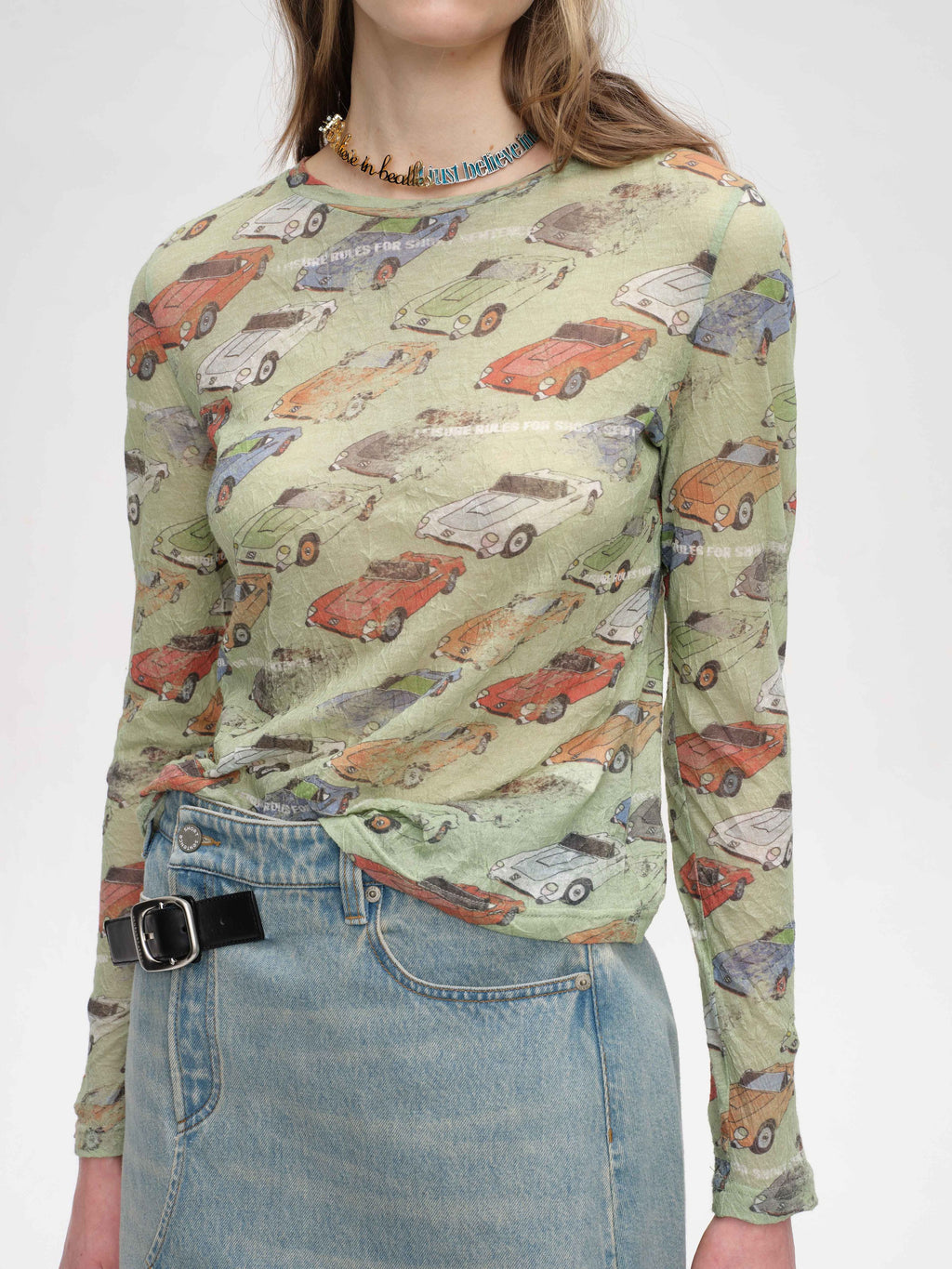 Crinkled Car-Print Shirt - 1