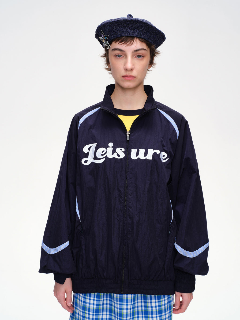 Lettering Embroidered Nylon Jacket - 1