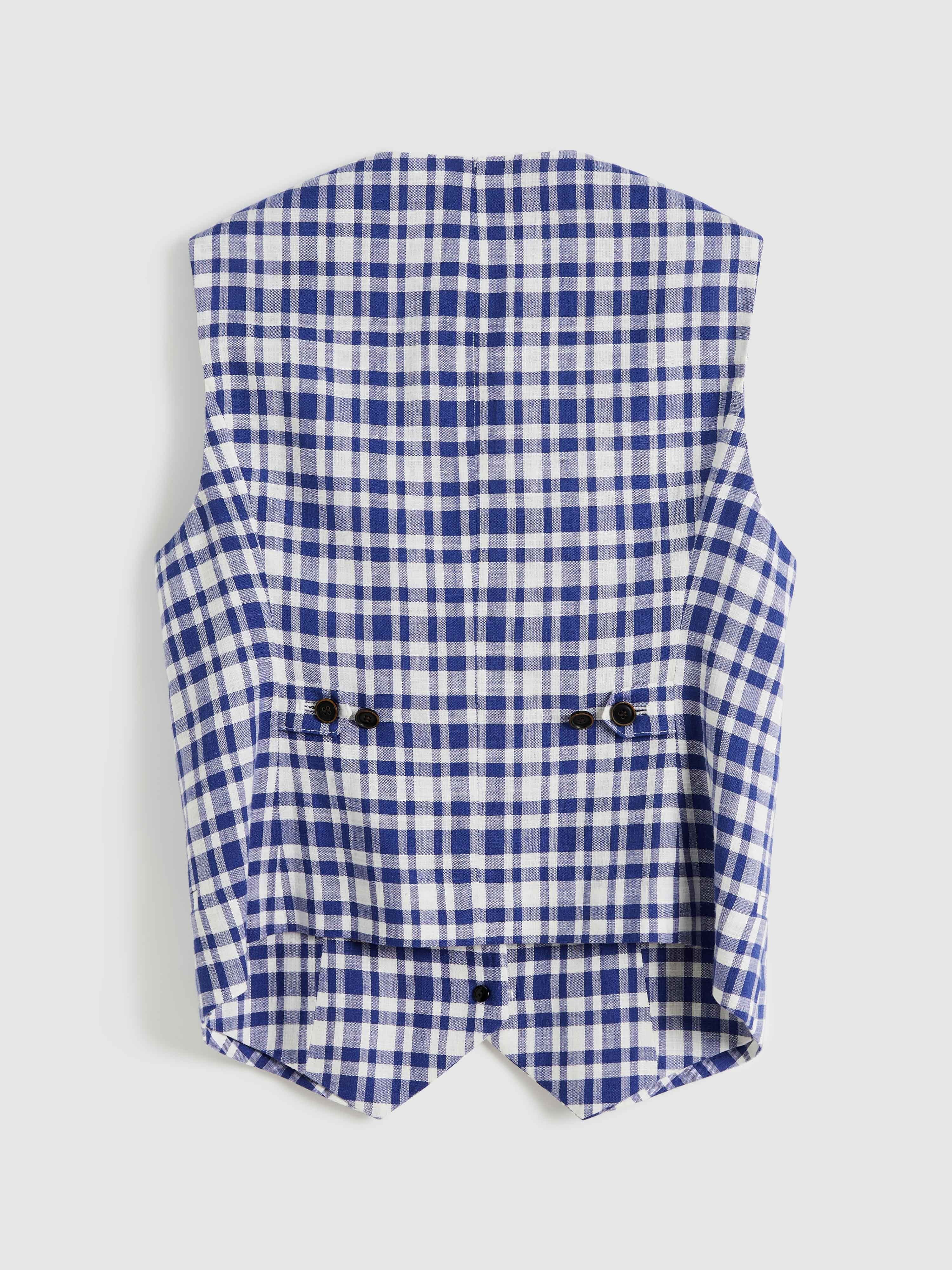 Blue & White Checkered Vest - 8