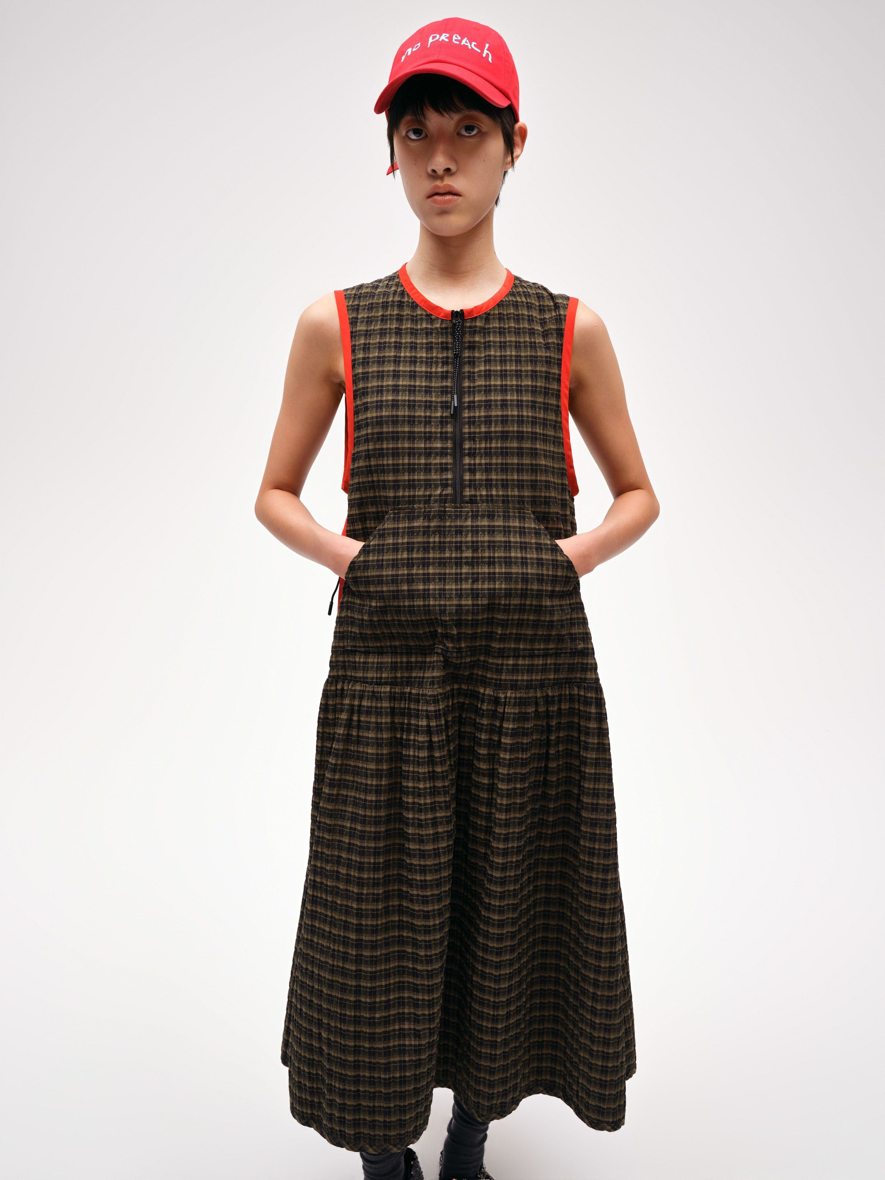 Sleeveless Plaid Dress - 1