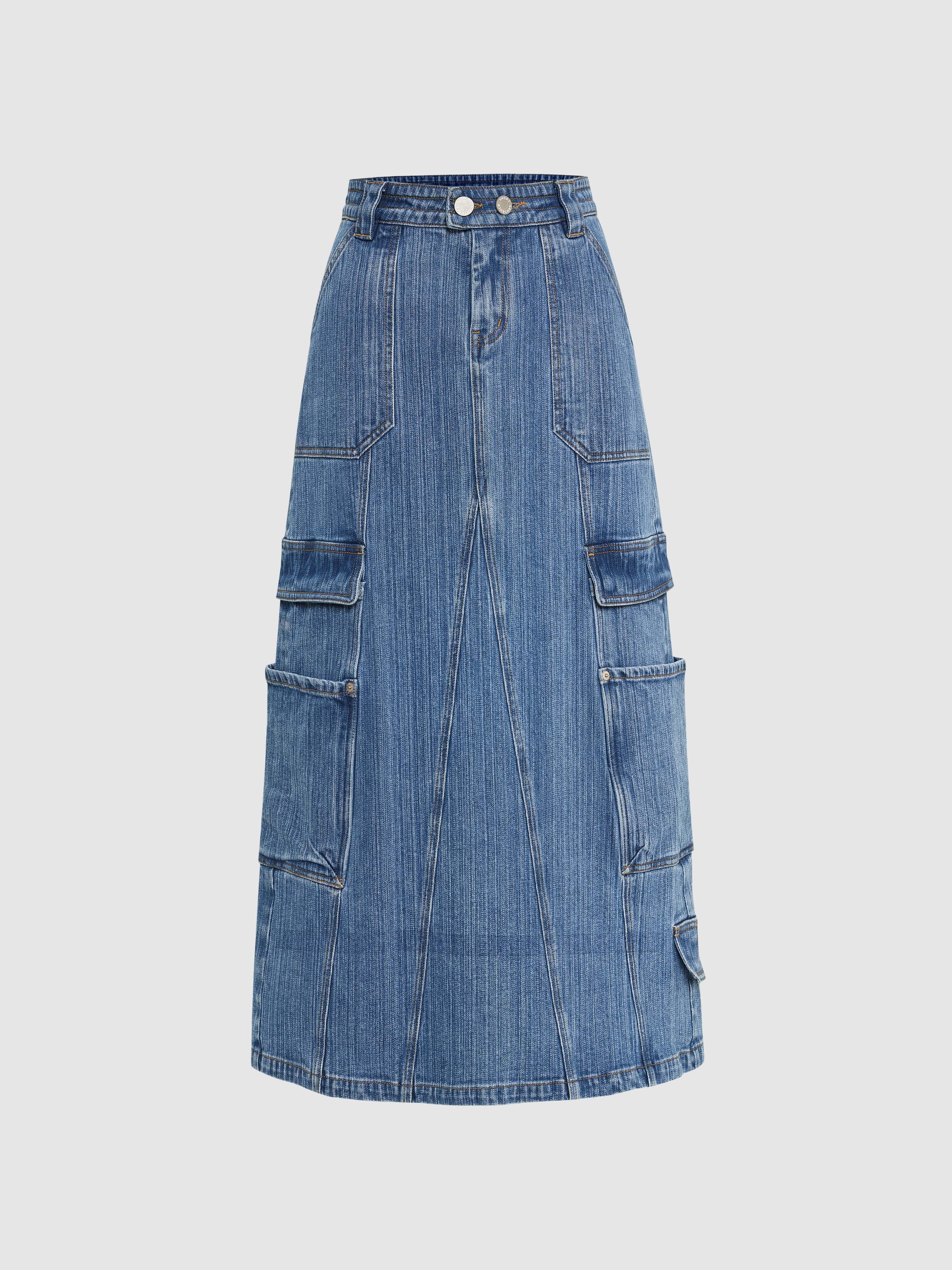 Workwear Bamboo Denim Midi Skirt - 5