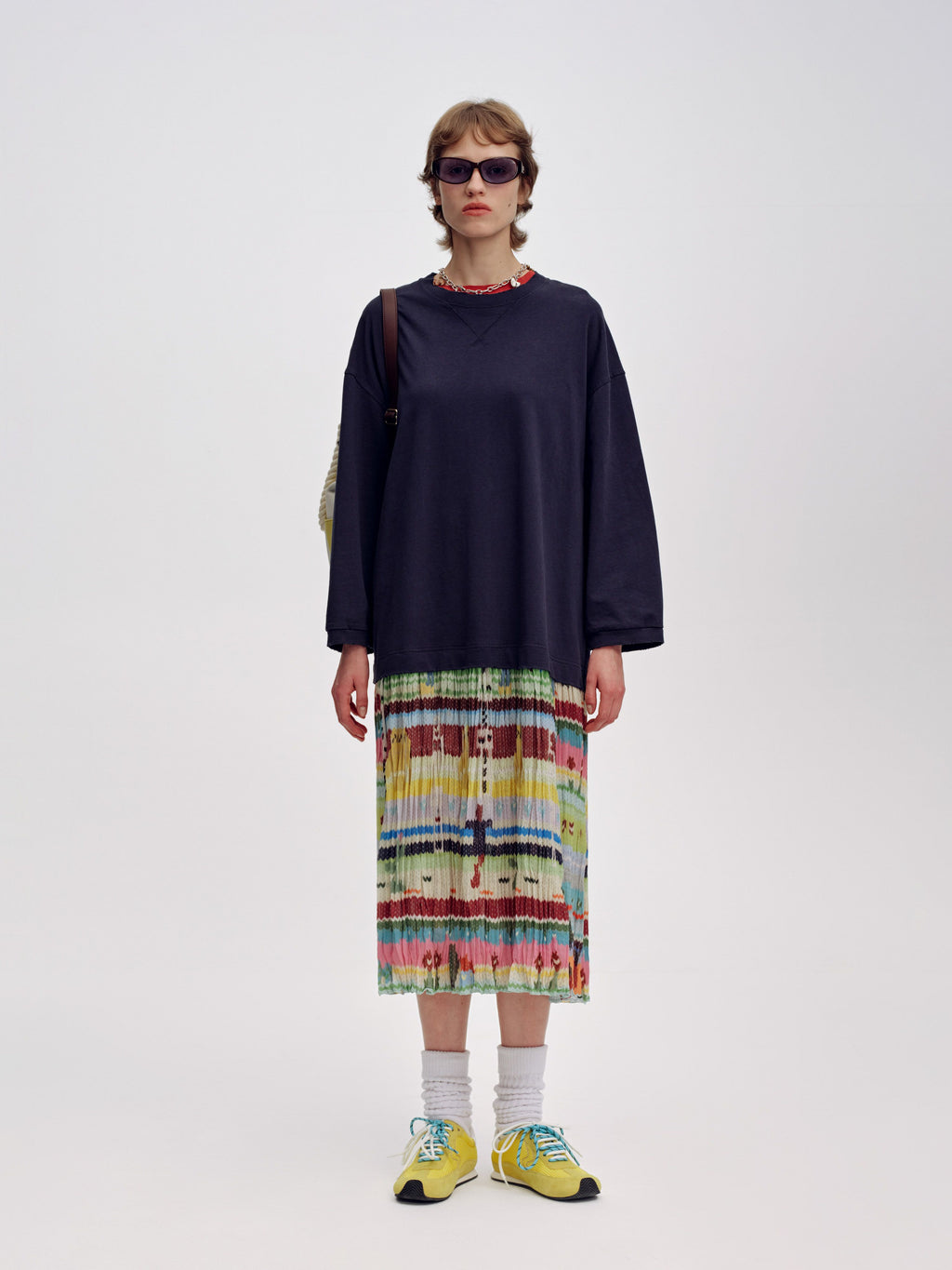 Printed Mock-Layer Dress - 2