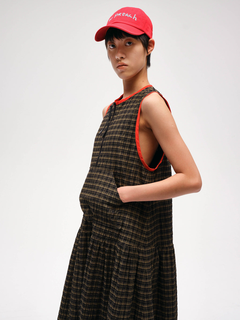 Sleeveless Plaid Dress - 4