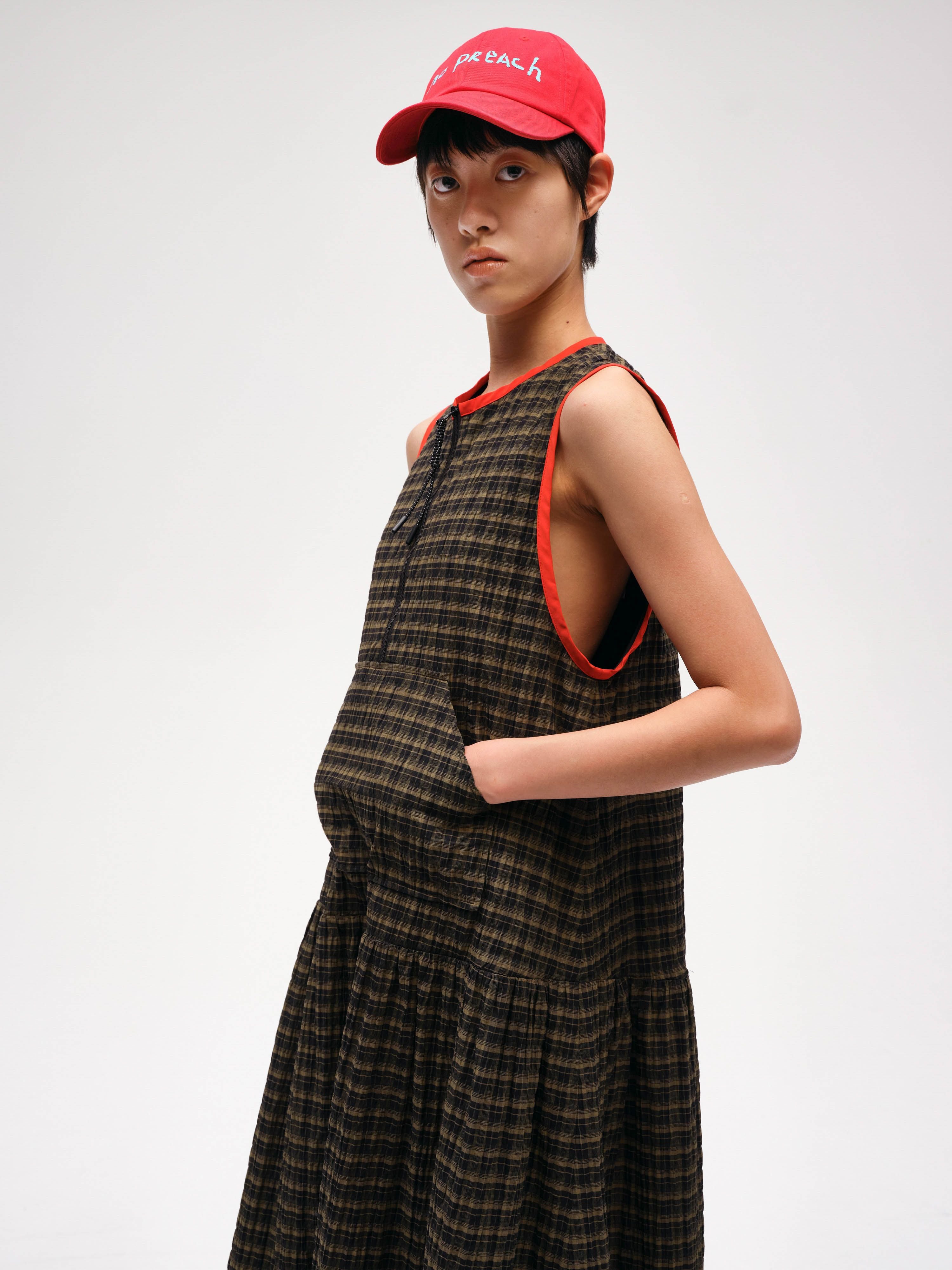 Sleeveless Plaid Dress - 4