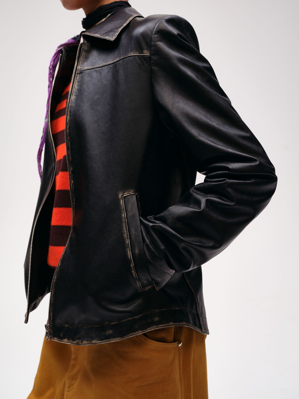Genuine leather slim fit color polished jacket - 4