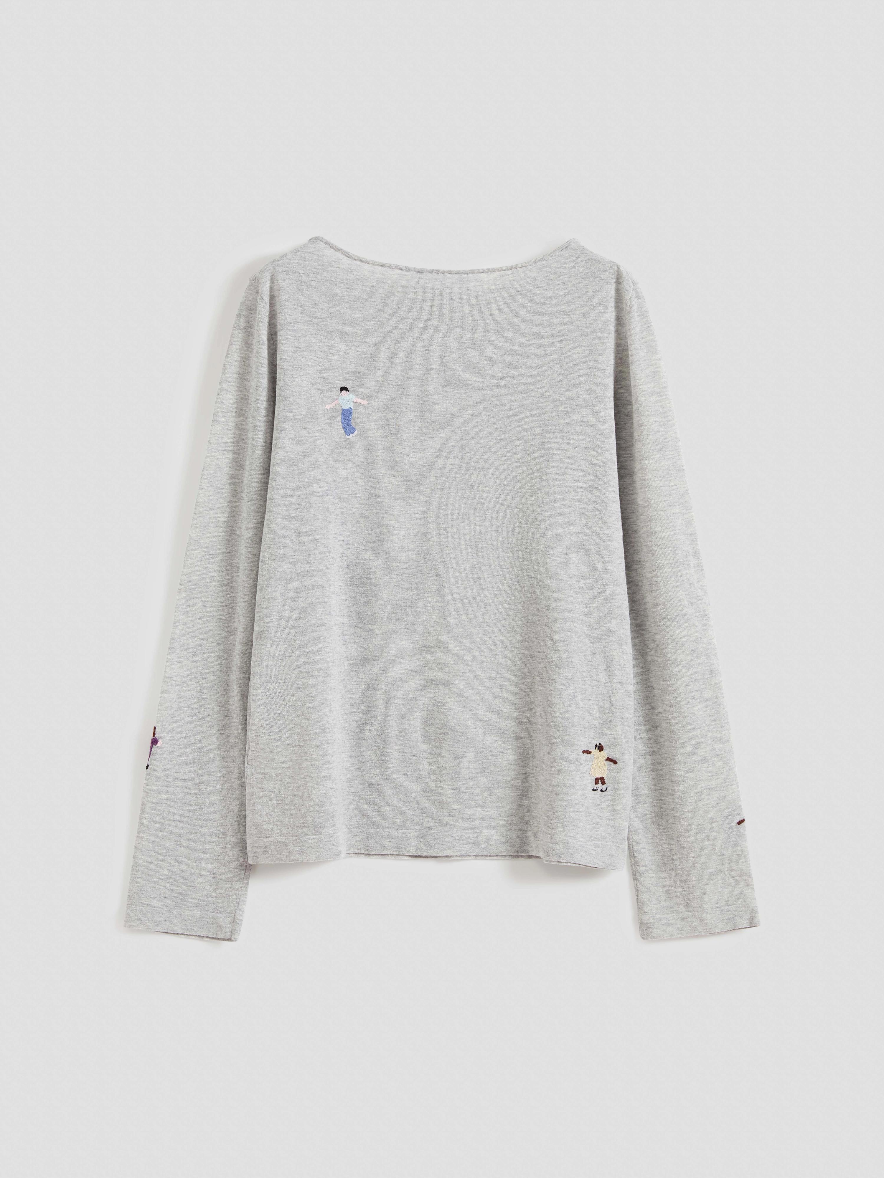Figure Motif Embroidered Knit Top - 8